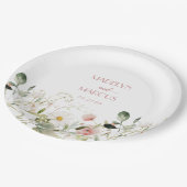 Assiettes En Carton Réception de mariage Fleur sauvage rose et blanc (Angle)