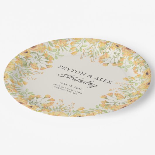 Assiettes En Carton Réception de mariage floral Pastel (Angle)