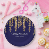 Assiettes En Carton Réception de mariage Marine Leaf Twinkle Lumières (Fête)