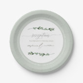 Assiettes En Carton Réception de mariage moderne simple feuille feuill (Devant)