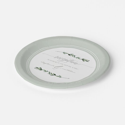 Assiettes En Carton Réception de mariage moderne simple feuille feuill (Angle)
