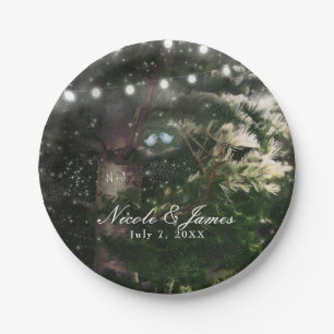 Assiettes En Carton Réception de mariage nocturne Love Birds + Pin Tre