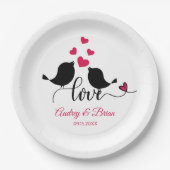 Assiettes En Carton Réception de mariage pour Inséparables personnalis (Devant)