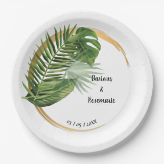 Assiettes En Carton Réception de mariage pour mariée de palme tropical