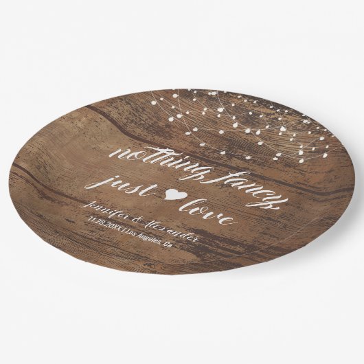 Assiettes En Carton Réception de mariage rustique en bois (Angle)