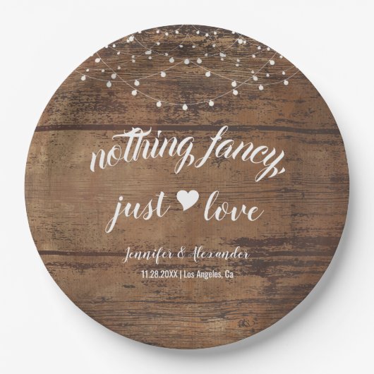 Assiettes En Carton Réception de mariage rustique en bois (Devant)