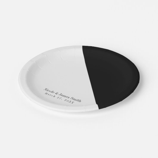 Assiettes En Carton Réception de mariage triangle noir et blanc (Angle)