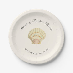 Assiettes En Carton Réception de mariage vintage Neutre Coquillage uni