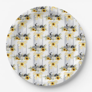 Assiettes En Carton Réception De Produits mariages Tournesols Rustique