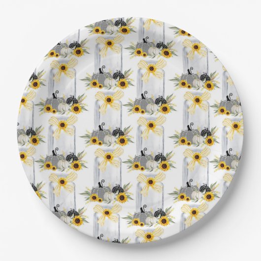 Assiettes En Carton Réception De Produits mariages Tournesols Rustique (Devant)