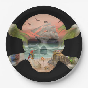 ASSIETTES EN CARTON RECHERCHE DE TRÉSOR DE PIRATES