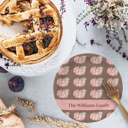 Assiettes En Carton Récolte Citrouille rose Thanksgiving Dîner