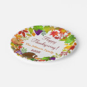 Assiettes En Carton Récolte d'action de grâces colorée (Angle)