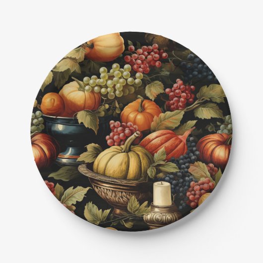 Assiettes En Carton Récolte d'automne (Devant)