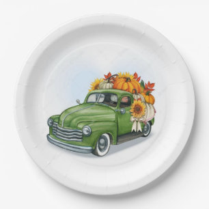 Assiettes En Carton Récolte d'automne dans une plaque de papier de cam