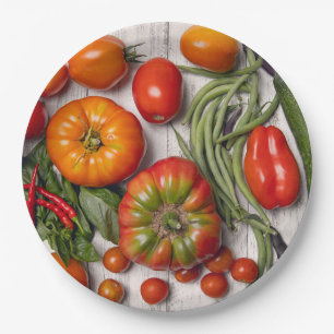 Assiettes En Carton Récolte de légumes et d'herbes