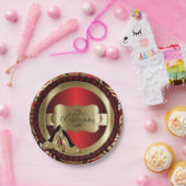 Assiettes En Carton Red Abstrait 00e anniversaire Gold High Heels (Fête)