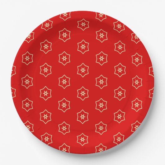 Assiettes En Carton Red and Gold Ornamental Design (Devant)
