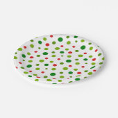 Assiettes En Carton Red and Green Polka Dot Christmas Paper Plate (Angle)