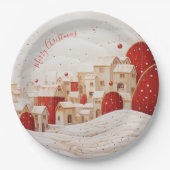 Assiettes En Carton Red and White Festive Christmas Paper Plate (Devant)