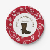 Assiettes En Carton Red Bandana Cowboy Boot Personnalisé Anniversaire (Devant)