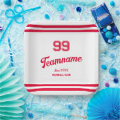 Assiettes En Carton Red Baseball Club Custom Player Numéro & TeamName (Fête)