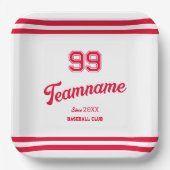 Assiettes En Carton Red Baseball Club Custom Player Numéro & TeamName (Recto)