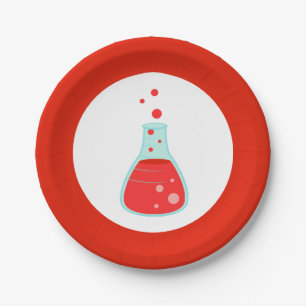Assiettes En Carton Red Beaker Science Party