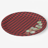 Assiettes En Carton Red Black Buffalo Check Parties scintillant Sage B (Angle)