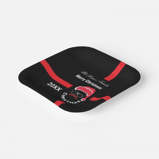 Assiettes En Carton Red Black Noël (Angulaire)