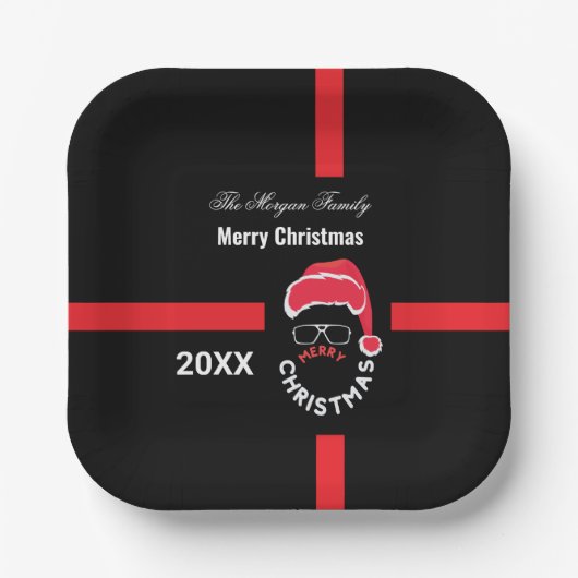 Assiettes En Carton Red Black Noël (Recto)