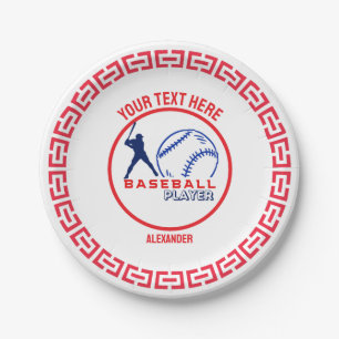 Assiettes En Carton Red Blue Baseball Girl Boy Birthday Party