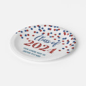 Assiettes En Carton Red Blue Confetti Graduation 2024 (Angle)