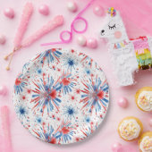 Assiettes En Carton Red Blue Fireworks 4 juillet Plaque (Fête)