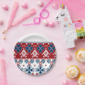 Assiettes En Carton Red blue ornament (Fête)