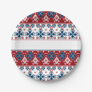 Assiettes En Carton Red blue ornament