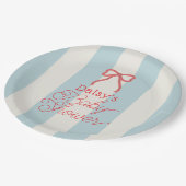 Assiettes En Carton Red Bow & Blue Stripes Baby Shower (Angle)