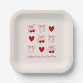 Assiettes En Carton Red Bow Cerry Sweet Bachelorette Party (Recto)