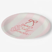 Assiettes En Carton Red Bow & Pink Stripes Baby Shower (Angle)