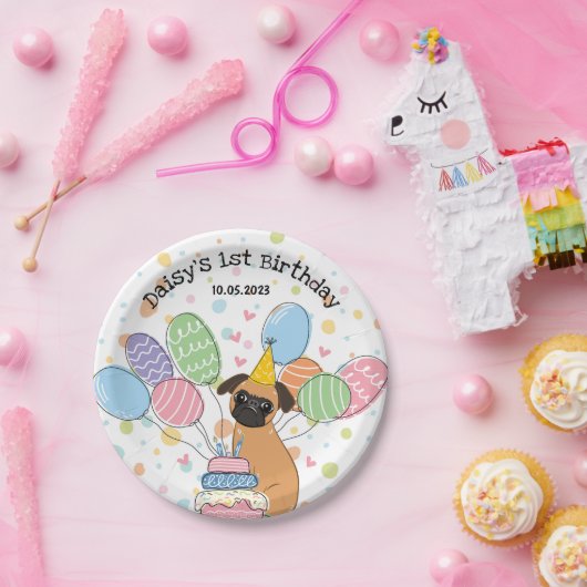 Assiettes En Carton Red Brussels Griffon Chien fête d'anniversaire (Fête)