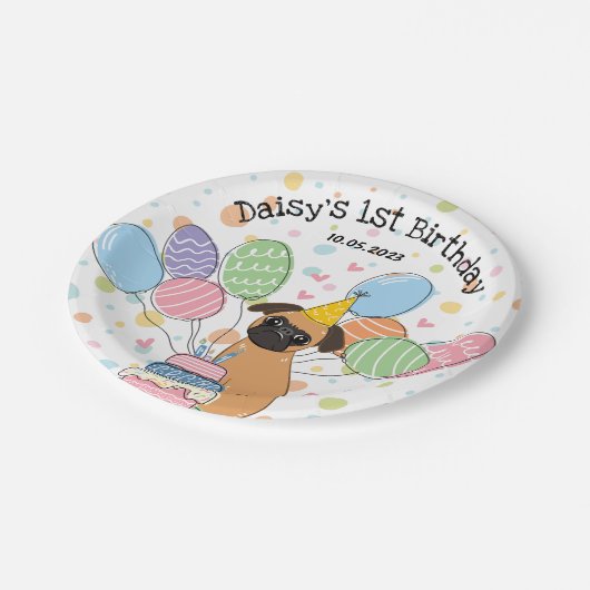 Assiettes En Carton Red Brussels Griffon Chien fête d'anniversaire (Angle)