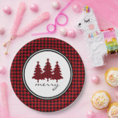 Assiettes En Carton Red Buffalo Check Pine Trees (Fête)