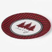 Assiettes En Carton Red Buffalo Check Pine Trees (Angle)