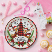Assiettes En Carton Red Buffalo Plaid Christmas (Fête)