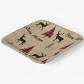 Assiettes En Carton Red Buffalo Plaid & Joyeux bois de Noël (Angulaire)