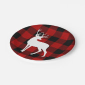 Assiettes En Carton Red Buffalo Plaid & White Deer | Nom personnel (Angle)
