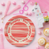 Assiettes En Carton Red Candy Stripes Naughty Nice Noël (Fête)