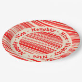 Assiettes En Carton Red Candy Stripes Naughty Nice Noël (Angle)