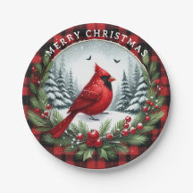 Red Cardinal with Holly Berries