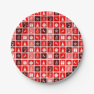 Assiettes En Carton Red Christmas Holiday Cute Tree Reinder